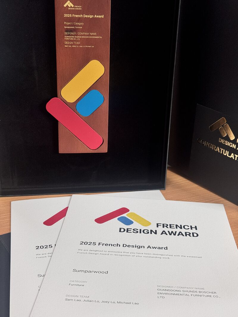 Sumparwood French Design Award trophy and certificates