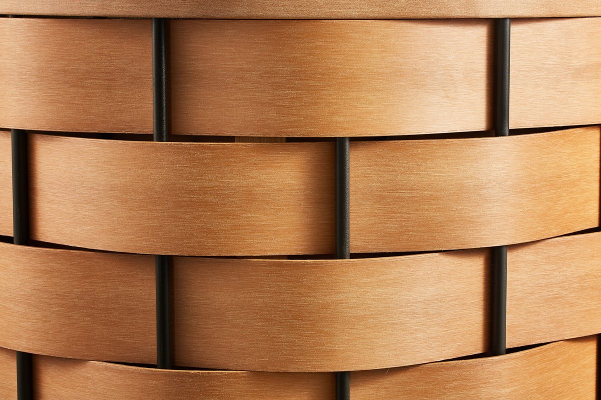 Close detail of the Sumparwood material surface and curved edge.
